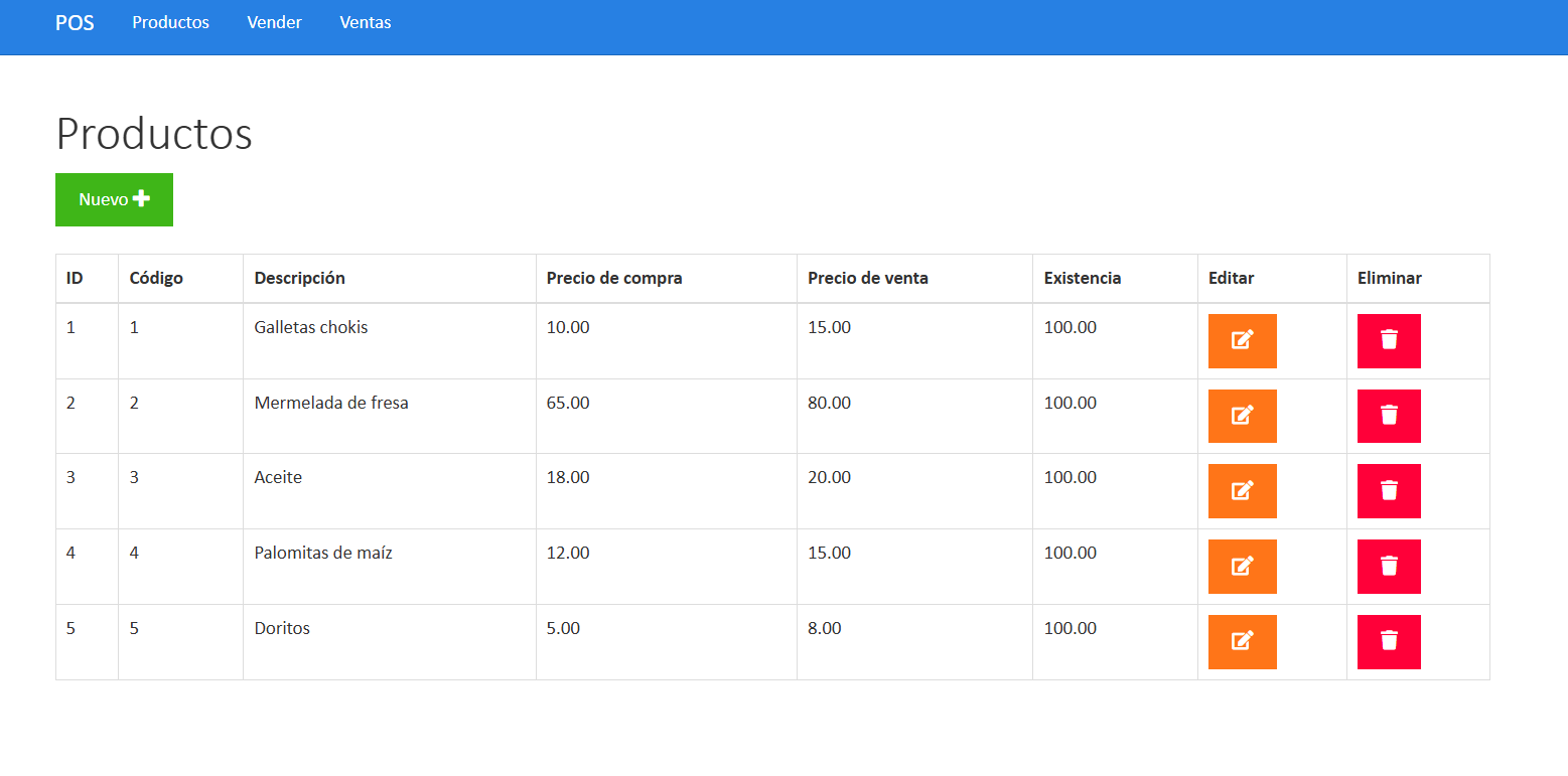 Captura del proyecto Punto de Ventas